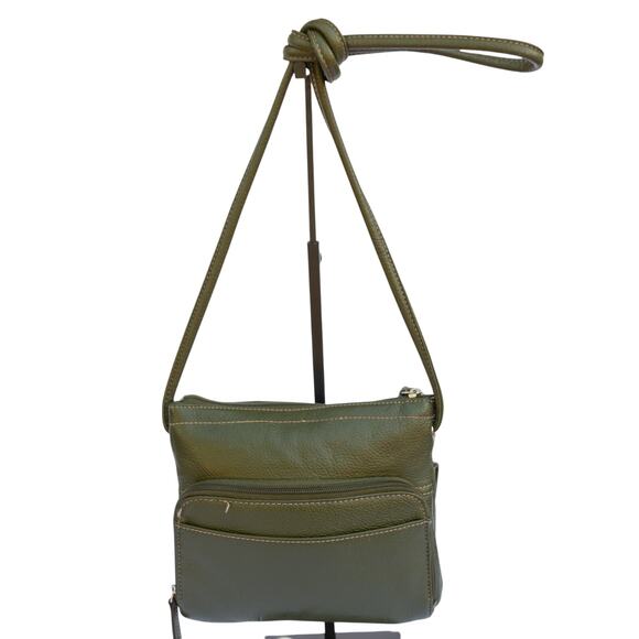 Small Green Purse TIGNANELLO Crossbody Bag With Organizer Leather - Picture 2 of 8